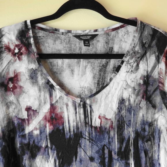 VERA WANG White Blue Pattern Blouse Size 1X - Picture 2 of 6